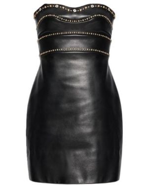 Versace Leather Off-Shoulder Dress - Black