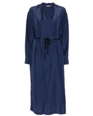 Barena V-Neck Midi Dress - Blue