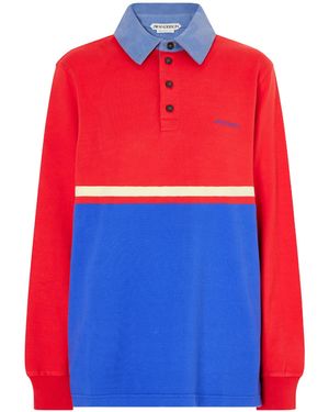 JW Anderson Embroidered Striped Cotton-Jersey Polo Shirt