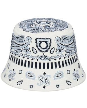 Ferragamo Arabesque Print Cloche - White