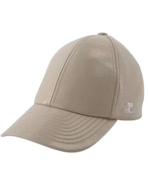 Courreges Logo-Embroidered Patent Cap - Grey