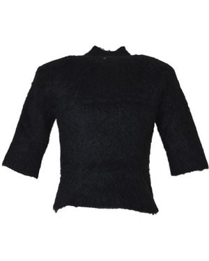 Sportmax Mohair High-Neck Top - Blue