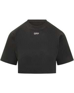 Off-White c/o Virgil Abloh Off Stamp Rib Cropped T-Shirt - Black