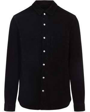 Rick Owens Suede Leather Outer Shirt - Black
