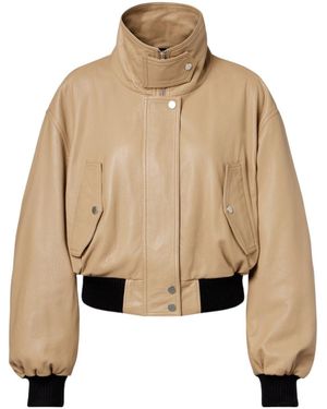 Nour Hammour Briar Cropped Leather Blouson Jacket - Natural
