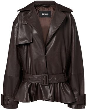 ROTATE BIRGER CHRISTENSEN Belted Leather Biker Jacket - Black