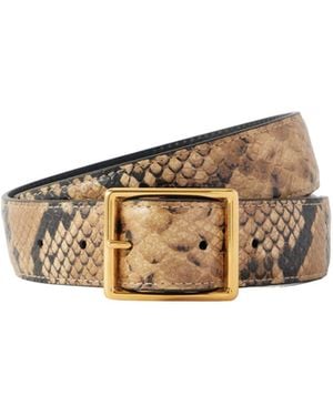 Nili Lotan Gabriele Snakeskin Leather Belt - Natural