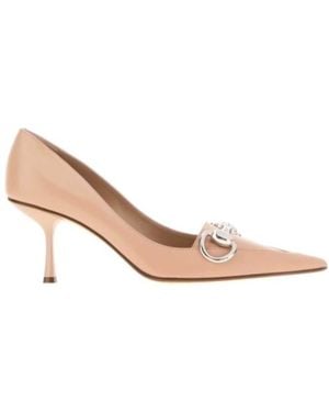 Gucci Metal Detail Heeled Court Shoes - Natural