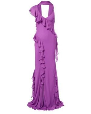 De La Vali Mayara Ruffled Georgette Gown - Purple