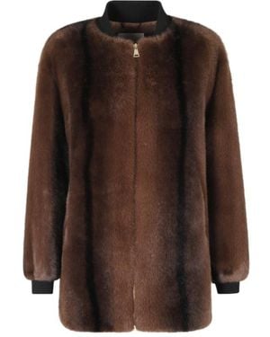 ERMANNO FIRENZE Faux-Fur Zip-Up Jacket - Brown
