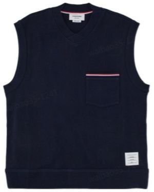 Thom Browne V-Neck Knitted Vest - Blue