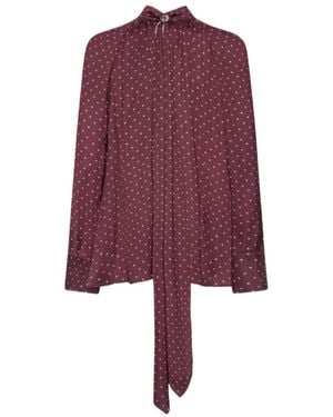 ROTATE BIRGER CHRISTENSEN Dot Satin Bow Shirt Dark - Purple