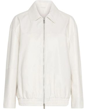 Marella Nappa Leather Blouson Jacket - White
