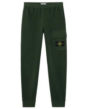 Stone Island Logo Patch Tapered-Leg Trousers - Green