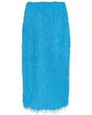 Dries Van Noten Fringe Detail Midi Skirt - Blue