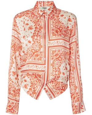 Fendi Coral Bandana Printed Long Sleeved Shirt - Pink