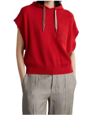 Brunello Cucinelli Hooded Knitwear - Red