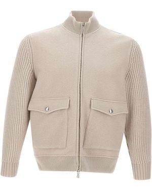 Eleventy Cable-Knit Zip-Up Jacket - White