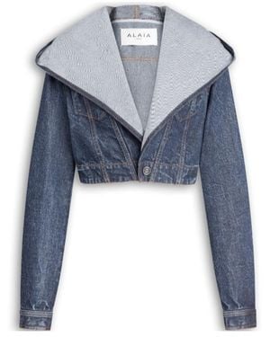 Alaïa Alaa Cropped Hooded Jacket - Blue