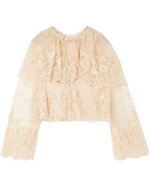 Sea Bront? Embroidered Tiered Mesh Top - Natural