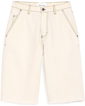 Ami Paris Ami Vintage Effect Denim Bermuda Shorts - Natural