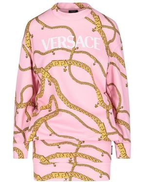 Versace Chain Pinstripe Sweater Dress - Pink