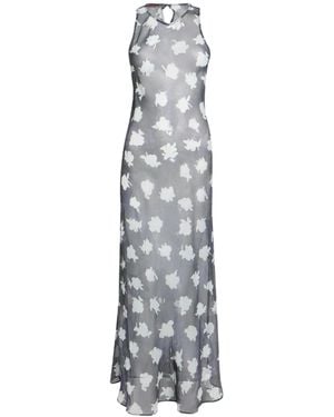 MAX&Co. Twotone Chiffon Sleeveless Dress - White