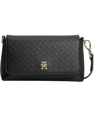 Tommy Hilfiger Embossed Flap Bag - Black