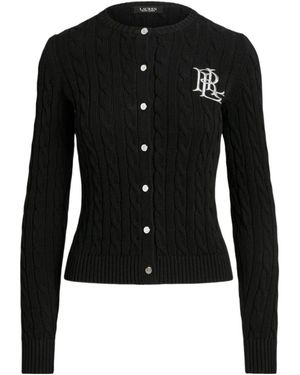Ralph Lauren Ralhan Cable Knit Cotton Cardigan - Black
