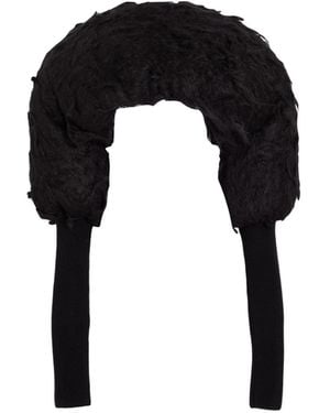 Rick Owens Solid Color Teddy Fleece Shawl - Black