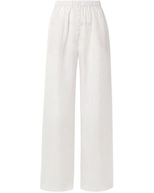 Frankie Shop Striped Wide-Leg Casual Trousers - White