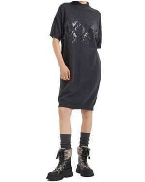 Brunello Cucinelli Sequin-Embellished Midi Dress - Black