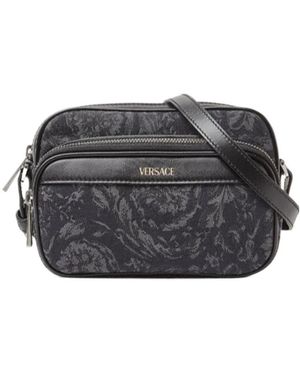 Versace Barocco Athena Zip-Up Messenger Bag - Gray