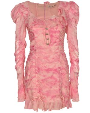 Alessandra Rich Tie-Dye Mini Dress With Embellishments - Pink