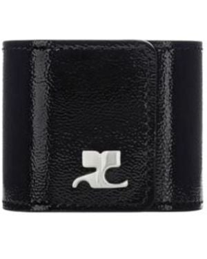 Courreges Logo-Plaque Slap Bracelet - Black