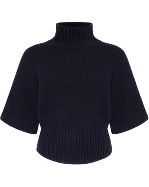 Alaïa Cashmere High Neck Sweater - Blue