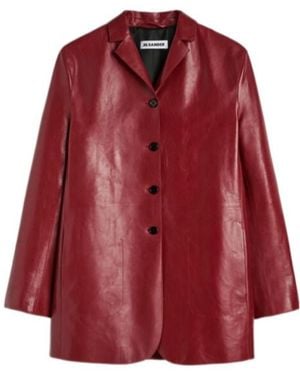 Jil Sander Leather Deconstructed Jacket - Red