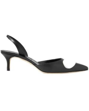 Manolo Blahnik Two-Tone Leather Slingback Court Shoes - Metallic