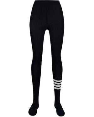 Thom Browne 4 Bar Striped Ribbed Tights - Black