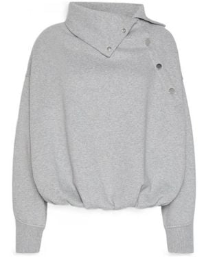 Sportmax Asymmetric Press-Stud Sweatshirt - Gray