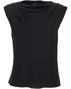 Theory Georgette Cowl Neck Top - Black