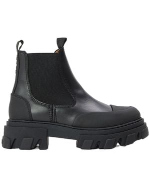 Ganni Solid Color Ankle Boots - Black