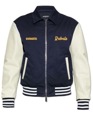 DSquared² Rebels Varsity Bomber Jacket - Blue