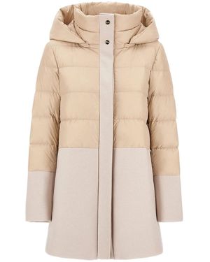 Herno Color-Block Hooded Down Jacket - Natural