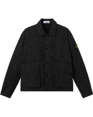 Stone Island Coach Jacket With Anti-Drop Finish - Black