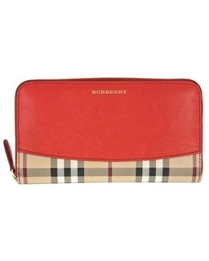 Burberry Splice Check Wallet - Red