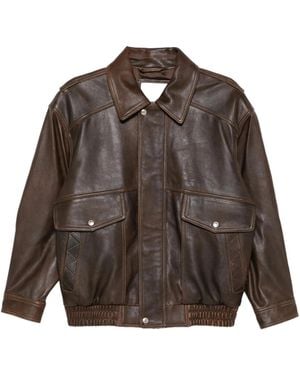 DUNST Long-Sleeved Leather Jacket - Brown