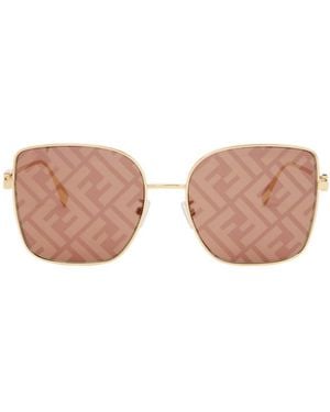 Fendi Ff-Print Square-Frame Sunglasses - Pink