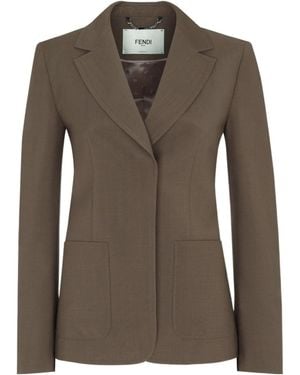 Fendi Single-Breasted Tailored Blazer - Brown