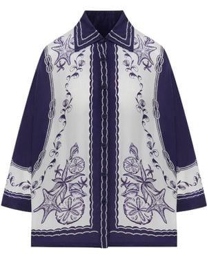 FARM Rio Coast Scarf Shirt - Blue